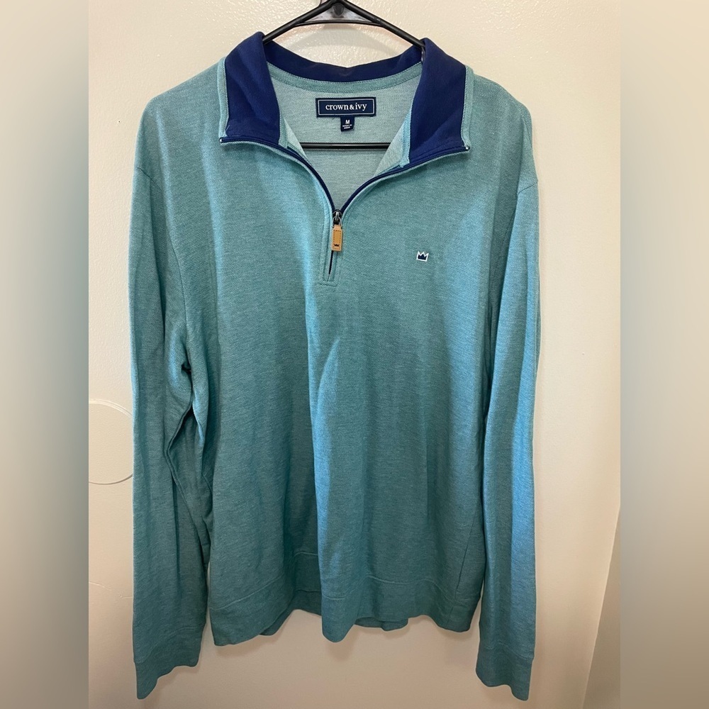 ✨Crown & Ivy Men's Teal Pullover Half Zip Size M #C1